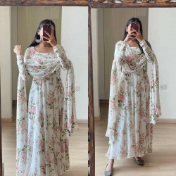 Floral anarkali gown dupatta set